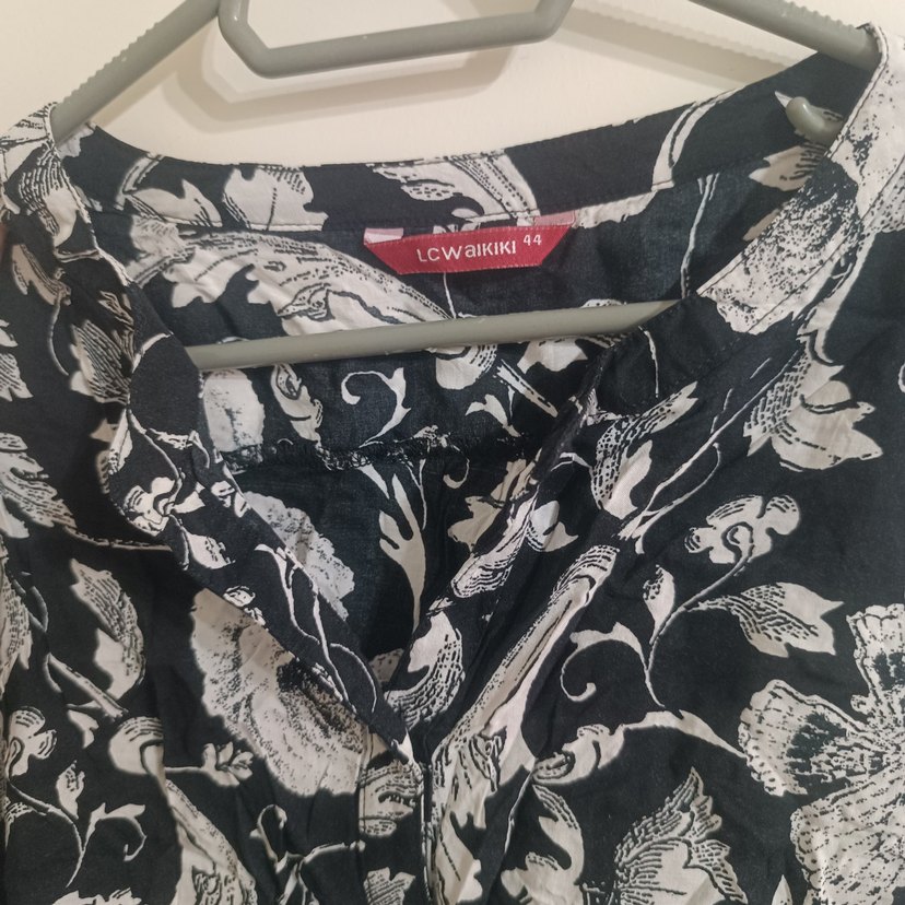 Uzun Kollu Siyah Desenli Bluz - Görsel 3