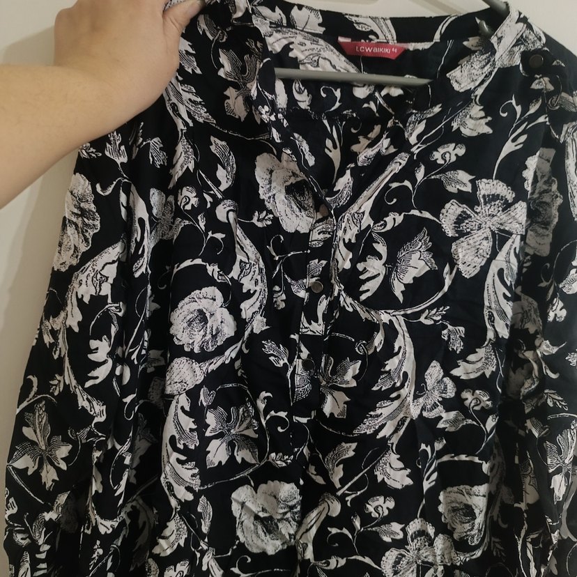 Uzun Kollu Siyah Desenli Bluz - Görsel 4