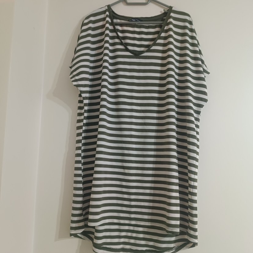 Çizgili Kadın Salaş Midi Tunik - Görsel 3