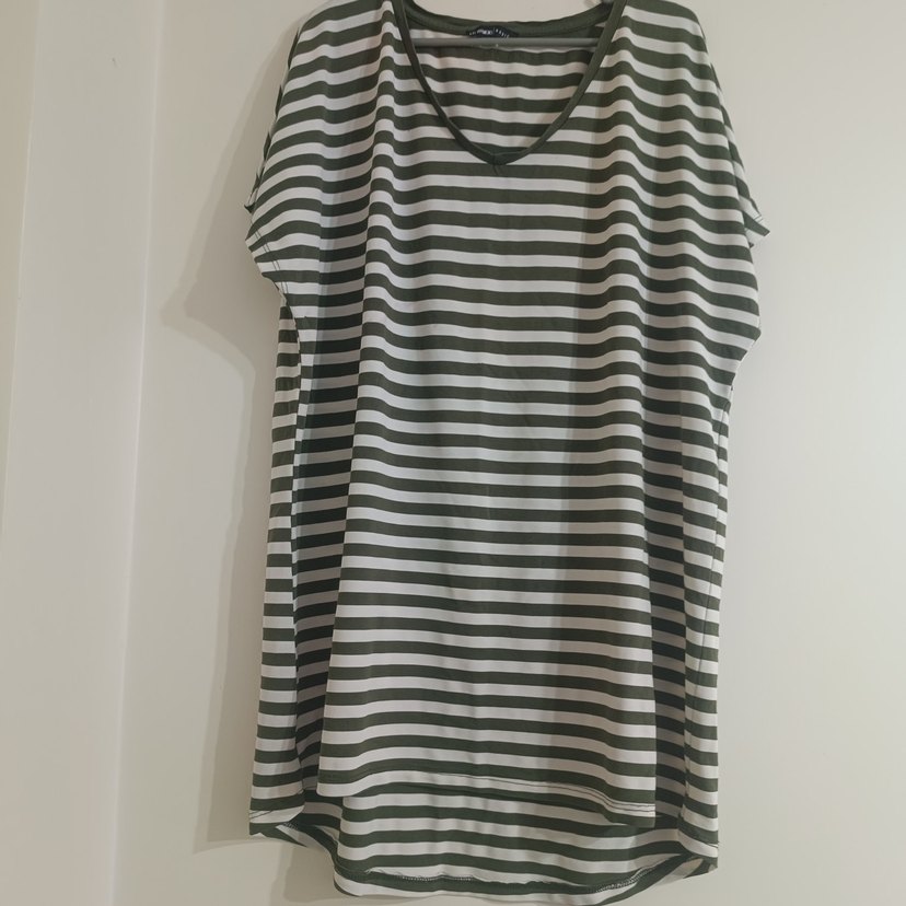 Çizgili Kadın Salaş Midi Tunik - Görsel 2