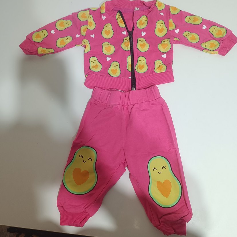 Renkli Baskılı Pembe Bebek Kız Takımı - Görsel 2