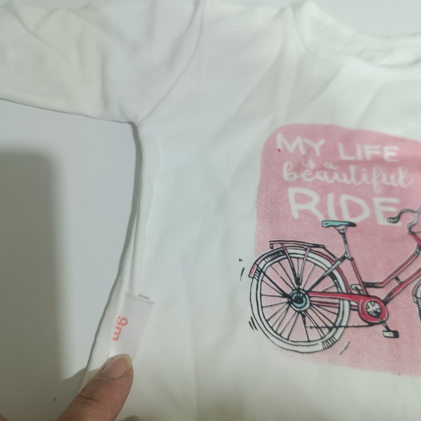 Beyaz Bisiklet Baskılı Uzun Kollu Kız Tişörtü - Görsel 2