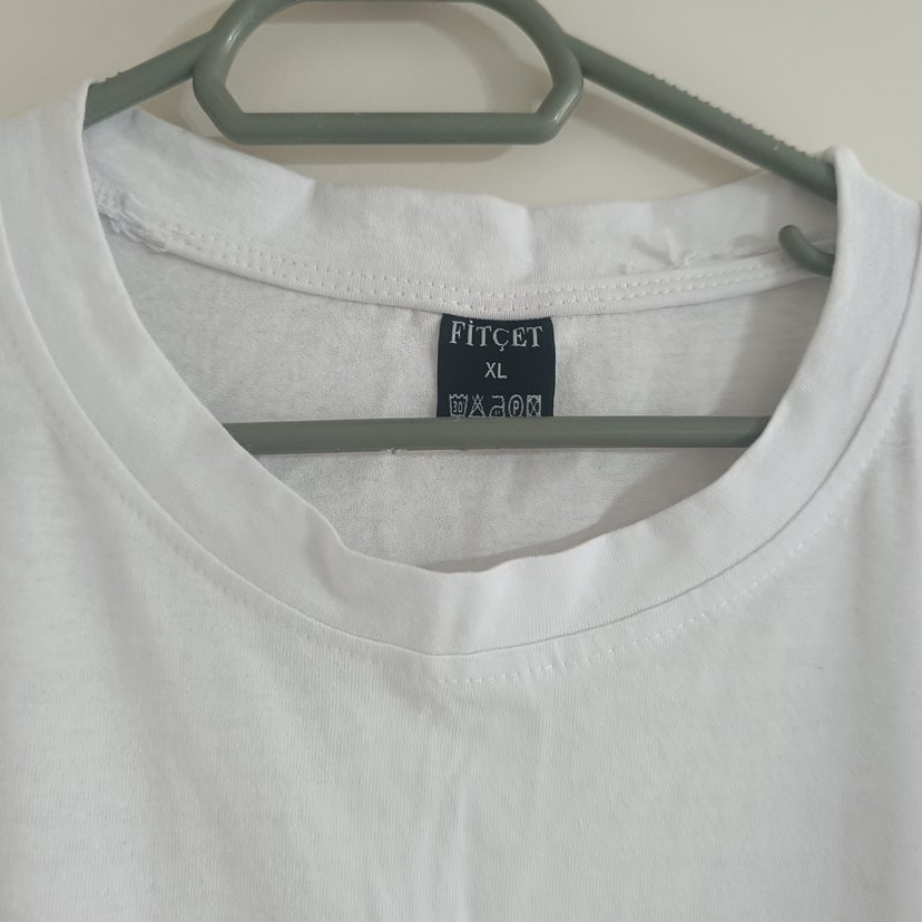 Beyaz Oversize Pamuk Tişört, Kısa Kollu - Görsel 3