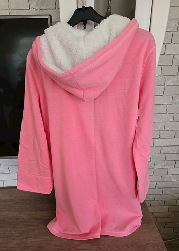 Kapüşonlu Pembe sabahlık - Görsel 5