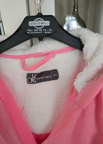 Kapüşonlu Pembe sabahlık - Görsel 3