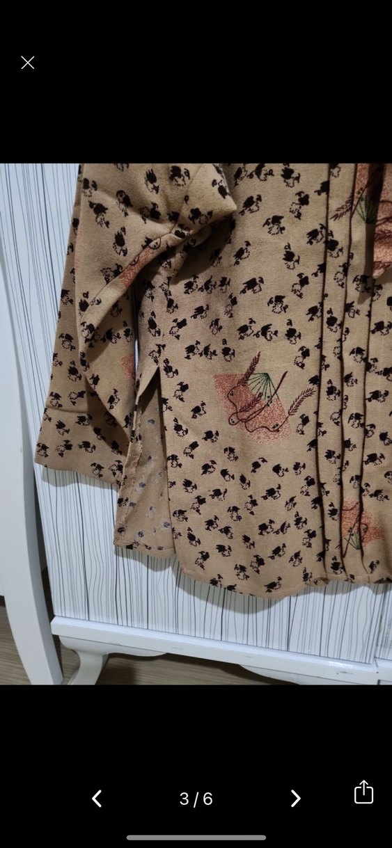 Düğmeli, Uzun Kollu Kahverengi Bohem Bluz etek takım - Görsel 3