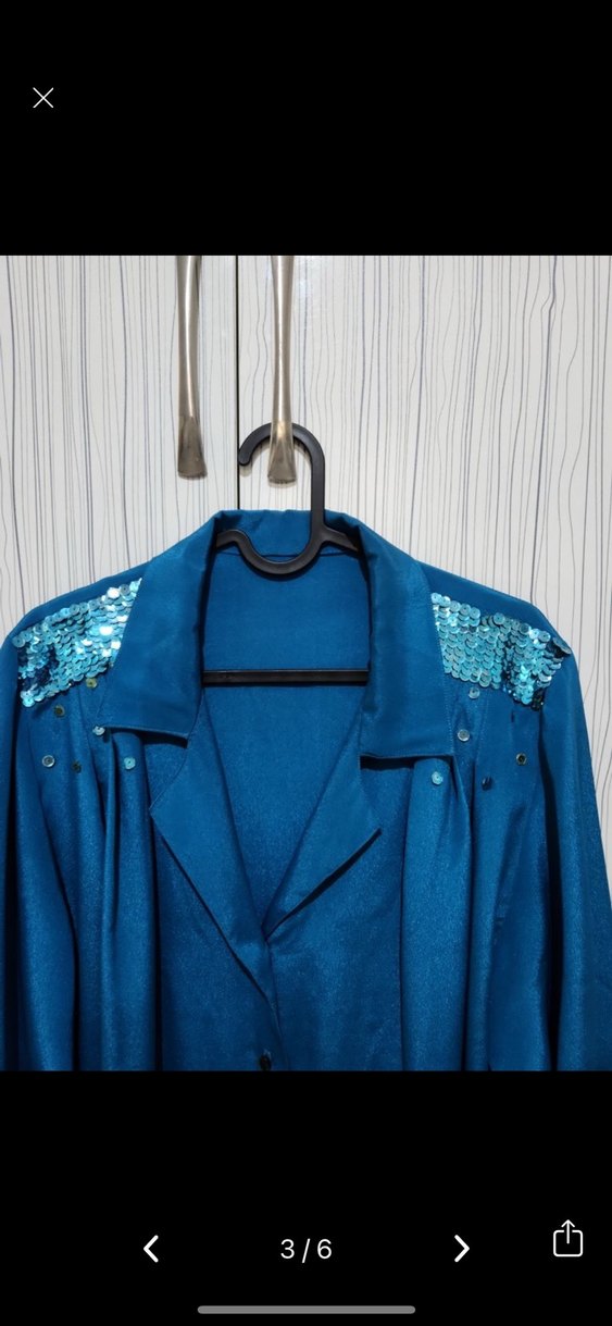 Düğmeli Uzun Kollu Mavi Kadın Gömlek - Görsel 3