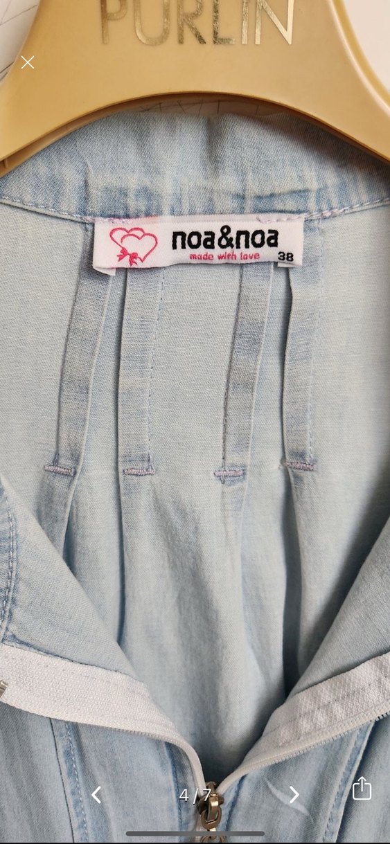 Düğmeli Geniş Kesim Mavi Denim Gömlek - Görsel 4