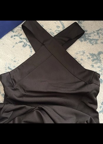 Siyah Drapeli Straplez Elbise - Görsel 3