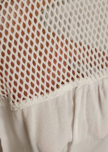 Dantel Detaylı Beyaz Kolsuz Bohem Bluz - Görsel 5