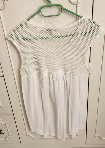 Dantel Detaylı Beyaz Kolsuz Bohem Bluz - Görsel 4