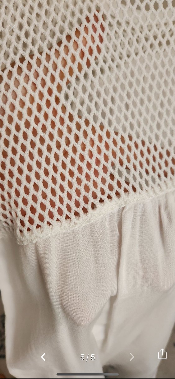 Dantel Detaylı Beyaz Kolsuz Bohem Bluz - Görsel 5