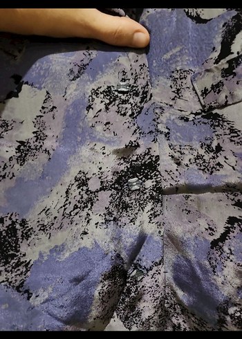 Düğmeli Bağlamalı Desenli Kadın Gömlek - Görsel 4