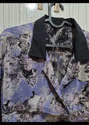 Düğmeli Bağlamalı Desenli Kadın Gömlek - Görsel 2