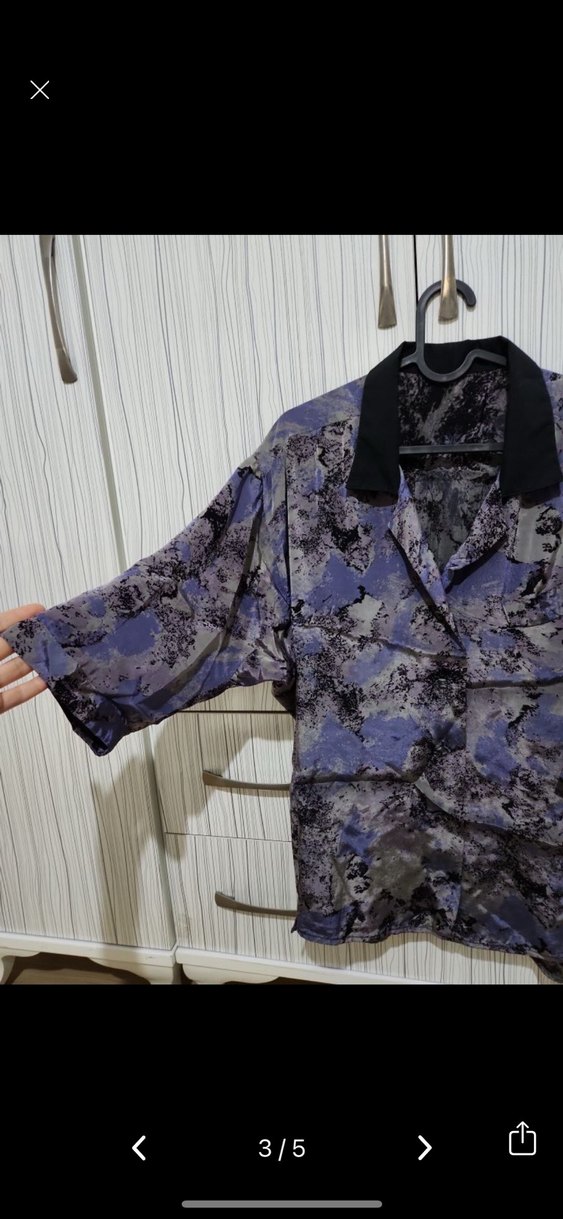 Düğmeli Bağlamalı Desenli Kadın Gömlek - Görsel 3