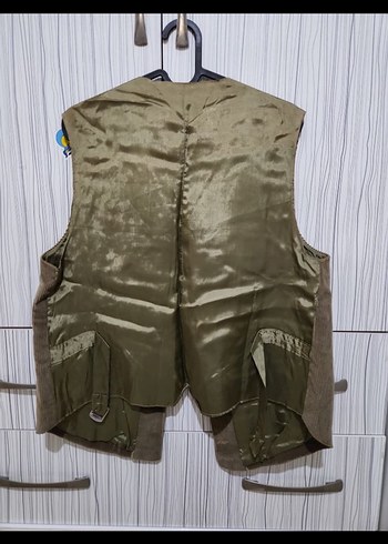 Düğmeli Süet Kahverengi Erkek Yelek - Görsel 5