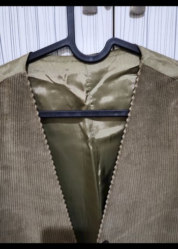 Düğmeli Süet Kahverengi Erkek Yelek - Görsel 4