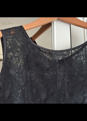 Dantel Detaylı Siyah Midi Kadın Elbise - Görsel 4