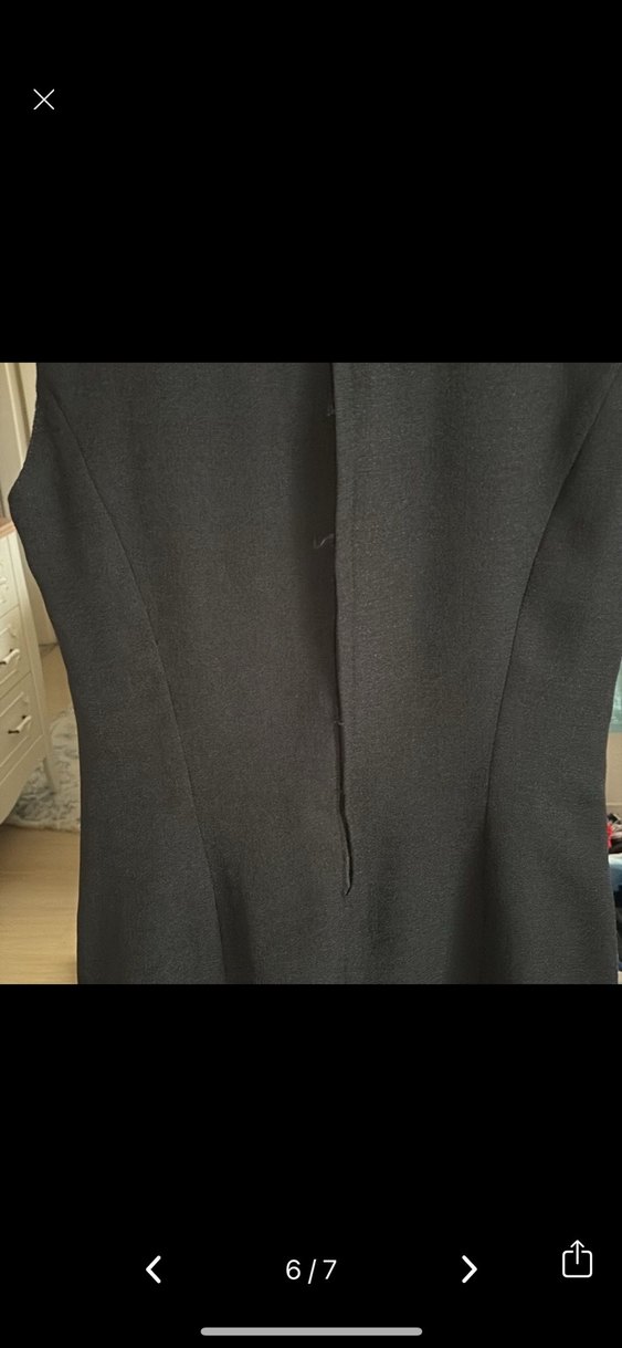 Siyah Drapeli Yüksek Yakalı Midi Elbise - Görsel 5