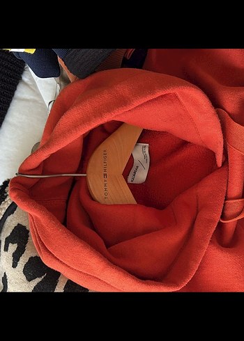 Koyu Kırmızı Kapüşonlu Oversize Sweatshirt - Görsel 5