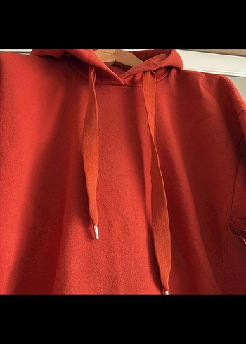 Koyu Kırmızı Kapüşonlu Oversize Sweatshirt - Görsel 3