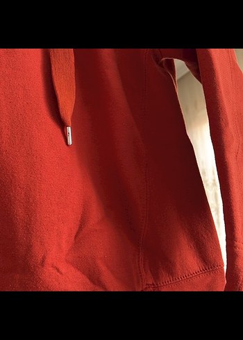 Koyu Kırmızı Kapüşonlu Oversize Sweatshirt - Görsel 4