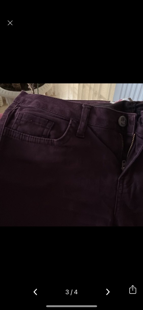 Bordo Kemerli Dar Kesim Midi Kadın Kot Pantolon - Görsel 3