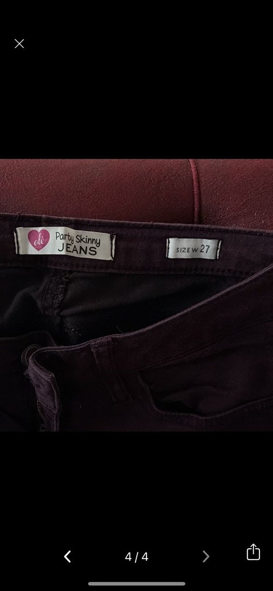 Bordo Kemerli Dar Kesim Midi Kadın Kot Pantolon - Görsel 4