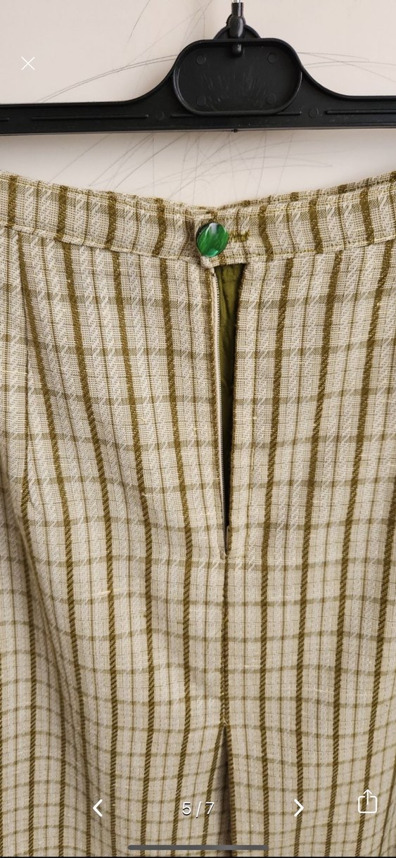 Bej Ekose Midi Etek - Görsel 5