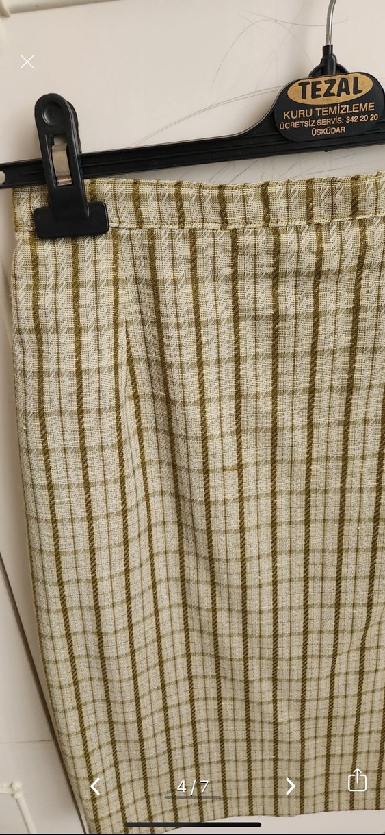 Bej Ekose Midi Etek - Görsel 4