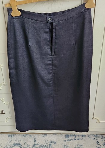 Kadın Lacivert Pilili Midi Kalem Etek - Görsel 3