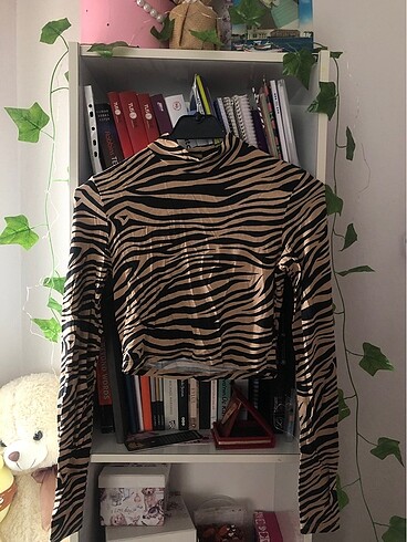 Addax leopar desen crop bluz