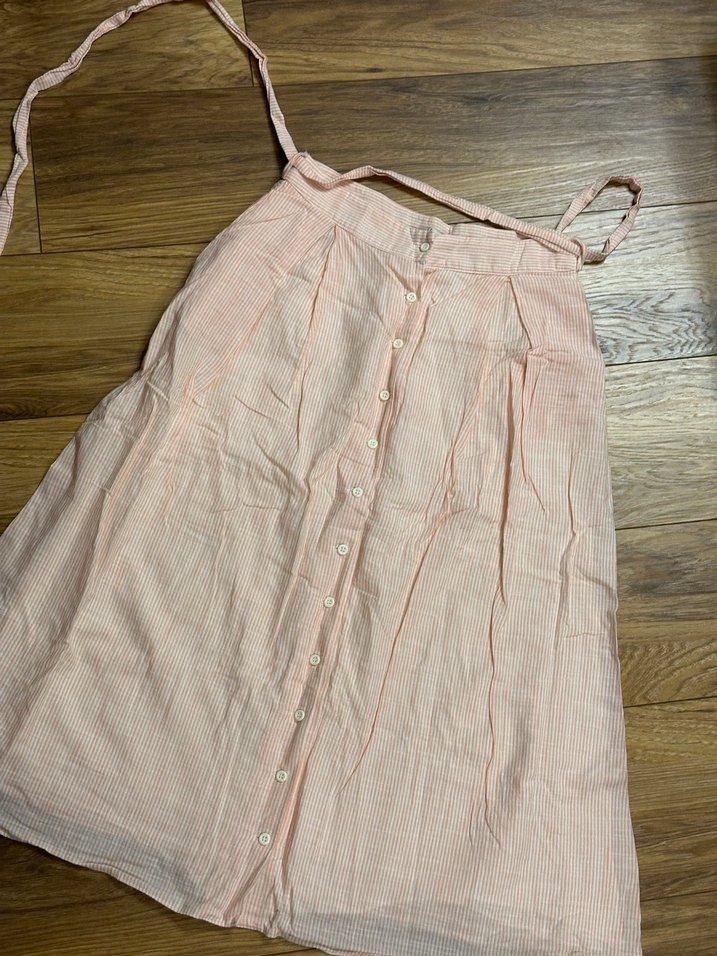 Düğmeli Pembe Midi Etek - Görsel 2