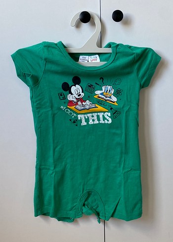 Yeşil Mickey Baskılı Bebek Tulum - Görsel 2