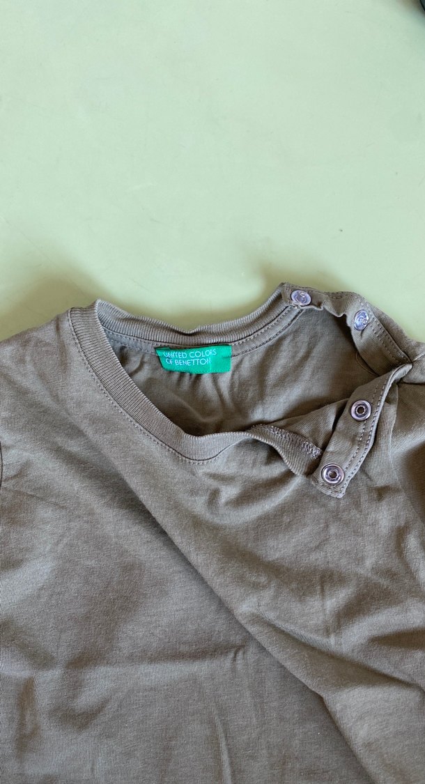 Kız Çocuk Bej Keten Kısa Kollu Tişört - Görsel 2