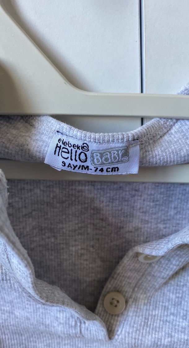 Gri Kısa Kollu Bebek Tulum - Görsel 2