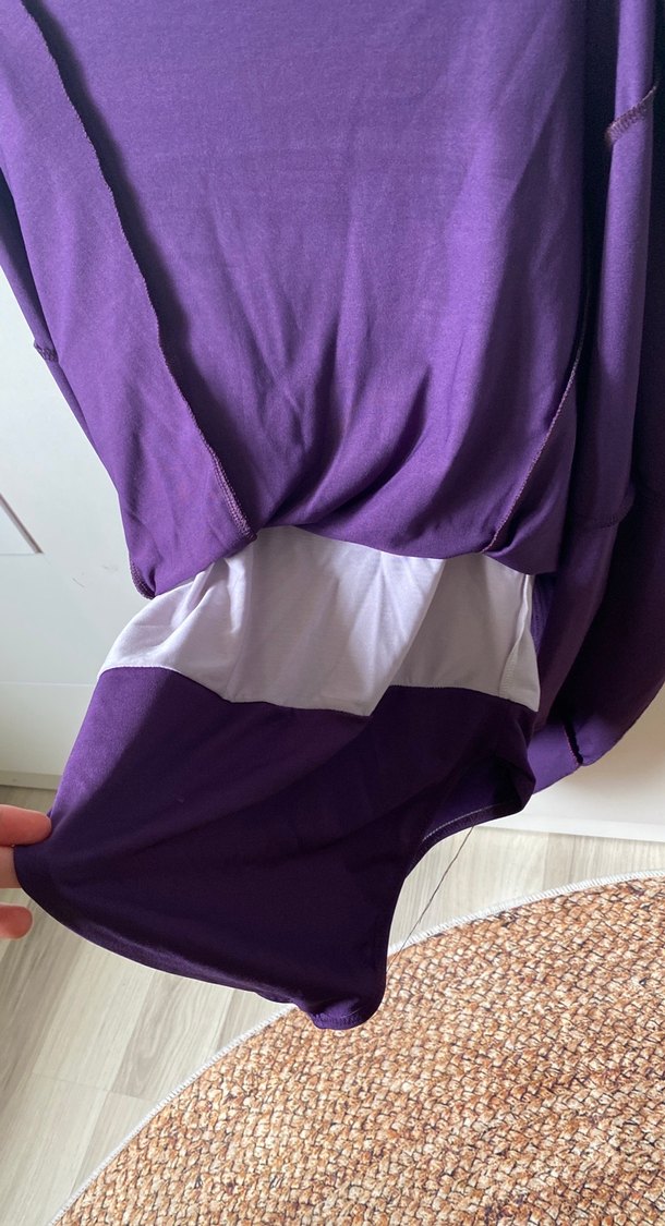 Mor Drapeli Midi Kadın Mayo - Görsel 3