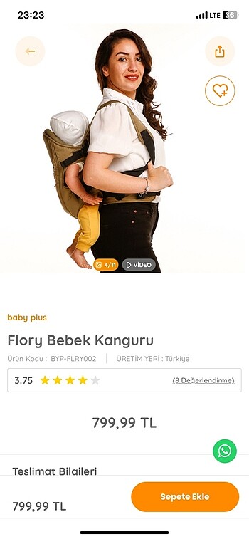 Baby plus kanguru e-bebekten alındı