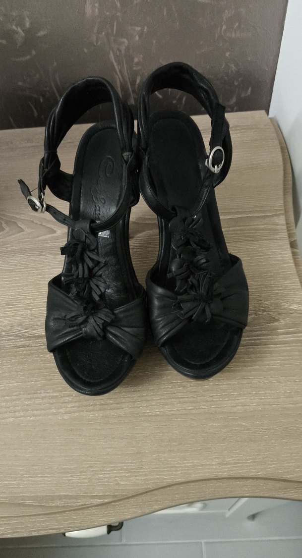 Erkek Siyah Deri Yılan Desenli Tokalı Sandalet - Görsel 2