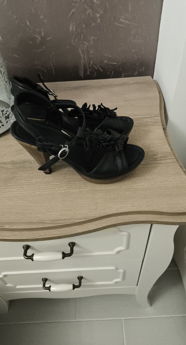 Erkek Siyah Deri Yılan Desenli Tokalı Sandalet - Görsel 3