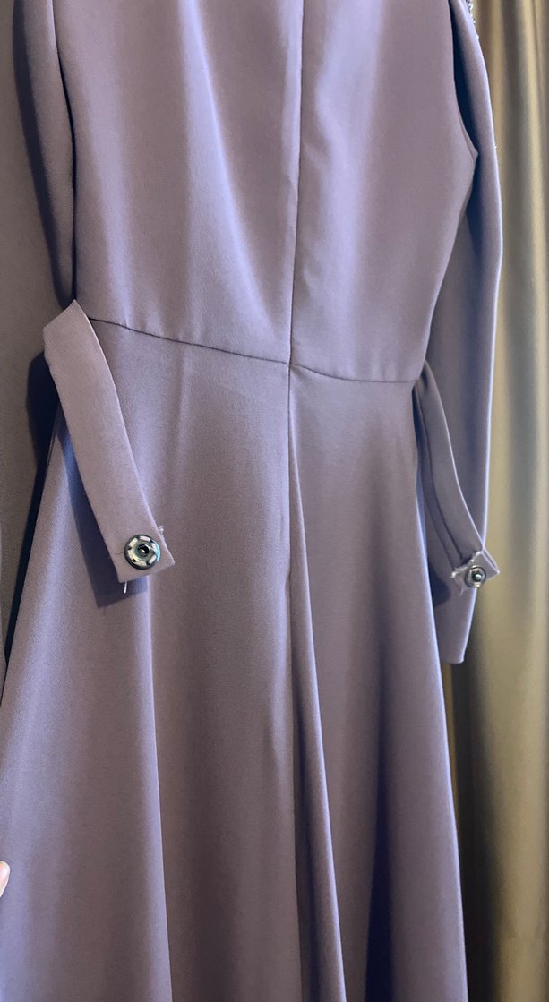 Uzun kollu mor kadın abiye - Görsel 4