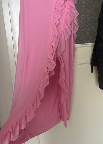 Pembe Straplez Uzun Abiye Elbise - Görsel 3