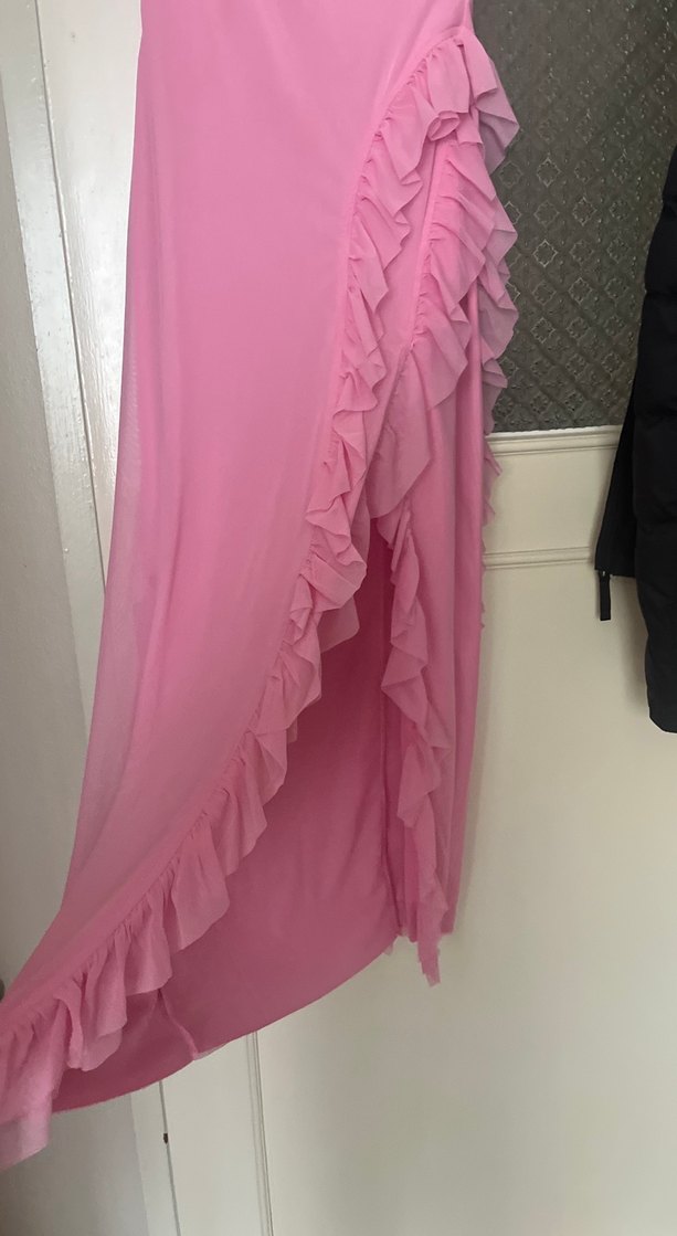 Pembe Straplez Uzun Abiye Elbise - Görsel 3