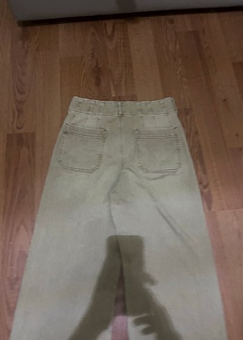 Bej Bol Kesim Midi Kadın Kot Pantolon - Görsel 3