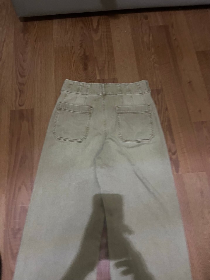 Bej Bol Kesim Midi Kadın Kot Pantolon - Görsel 3