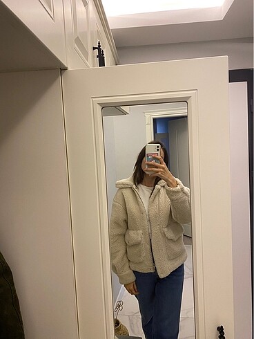 xs Beden beyaz Renk Pull and bear kürk mont