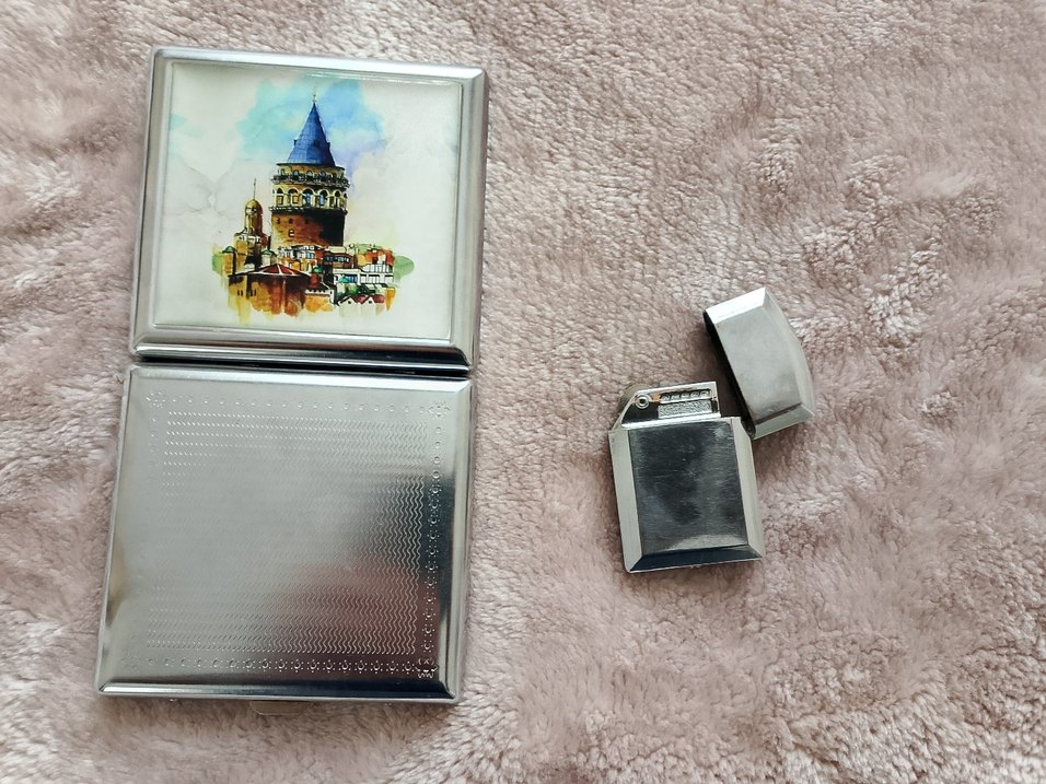 Galata Kulesi Temalı Mavi Tablo ve Çakmak Seti - Görsel 3