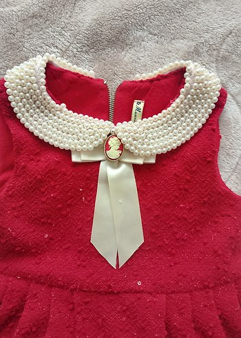 Kız Çocuk Kırmızı Örgü Kolsuz Elbise 5 yaş 120 cm uzunluk 35cmen - Görsel 2