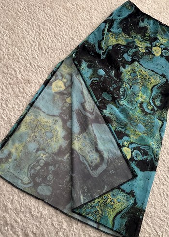 Uzun Bağlama Desenli Turkuaz Hamile Eteği - Görsel 2