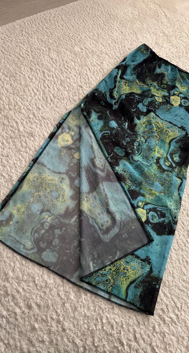 Uzun Bağlama Desenli Turkuaz Hamile Eteği - Görsel 2